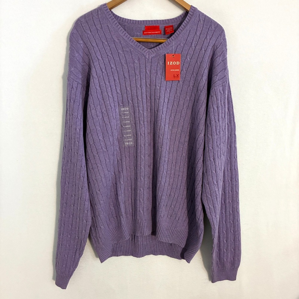 NEW Vtg Deadstock IZOD Cashmere Blend Sweater Mens XL Cable Knit Preppy Heritage